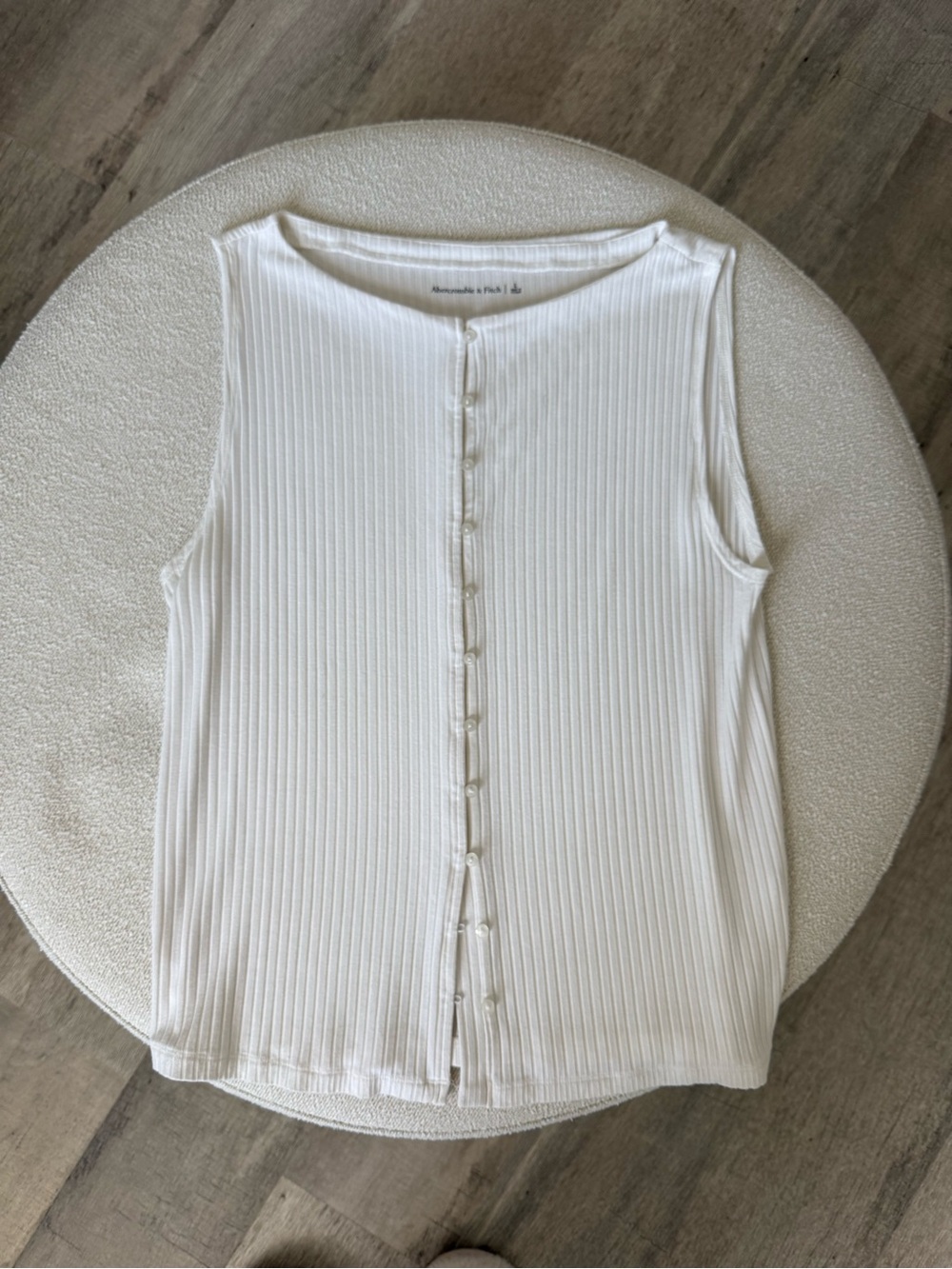 Abercrombie Ribbed Sleeveless Button-Front Top in White